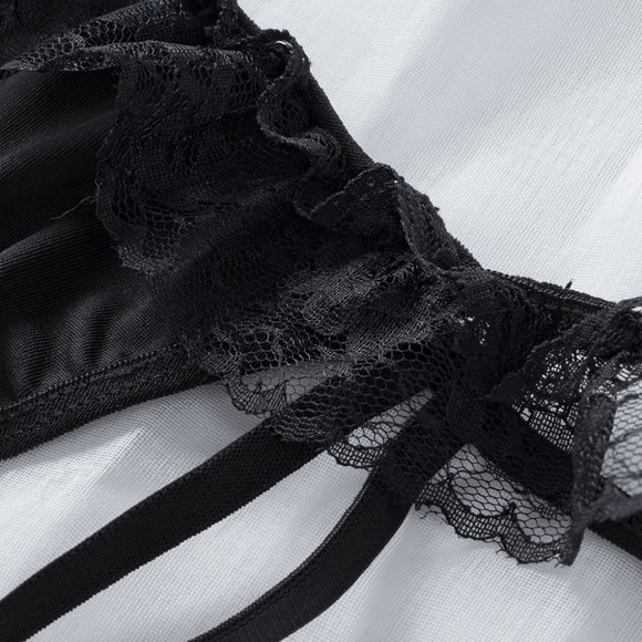 Black Perspective Lace Panty with garter straps - Picture 9 of 10